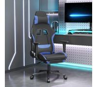 Chaise de Jeu avec Repose-pied Noir et Crème Tissu Fauteuil Bureau vidaXL