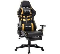 Chaise de jeu avec repose pied Noir et doré Cuir artificiel noir G