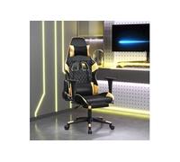 Chaise de jeu avec repose pied Noir et doré Similicuir