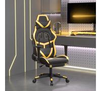 Chaise de Jeu avec Repose-pied Noir et Doré Similicuir Fauteuil Siège vidaXL