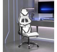 Chaise de Jeu avec Repose-pied Noir et Doré Similicuir Fauteuil Siège vidaXL
