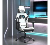 vidaXL Chaise gaming blanc/noir en similicuir réglable avec accoudoirs - Mod. 3143697