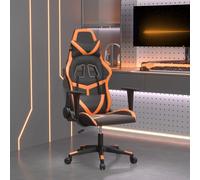 Chaise de Jeu avec Repose-pied Noir et Doré Similicuir Fauteuil Siège vidaXL
