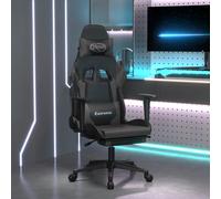 Chaise de Jeu avec Repose-pied Noir et Doré Similicuir Fauteuil Siège vidaXL