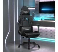 Chaise de Jeu avec Repose-pied Noir et Doré Similicuir Fauteuil Siège vidaXL