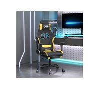 Chaise de jeu avec repose pied Noir et jaune Tissu
