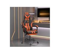 Chaise de jeu avec repose-pied Noir et orange Similicuir