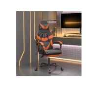 Chaise de jeu avec repose-pied Noir et orange Similicuir