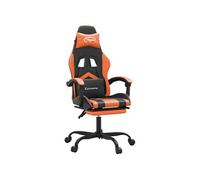 Chaise de jeu avec repose-pied Noir et orange Similicuir