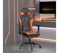 Chaise de Jeu avec Repose-pied Noir et Orange Similicuir Fauteuil Siège vidaXL