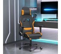 Chaise de jeu avec repose pied Noir et orange Tissu