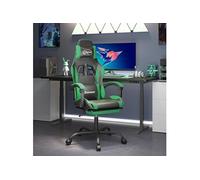 Chaise de jeu avec repose-pied Noir et vert Similicuir