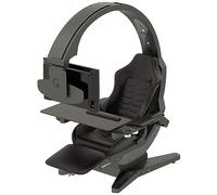 Chaise de jeu avec support lombaire massant et repose-pieds - Chaise d'ordinateur ergonomique E-Sports - Design cockpit réglable robuste