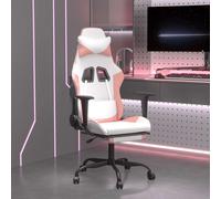 Vidaxl Chaise De Jeu Pivotante Avec Repose-Pied Blanc&rose Similicuir Blanc