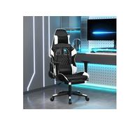 Chaise de jeu de massage avec repose-pied Noir&Blanc Similicuir
