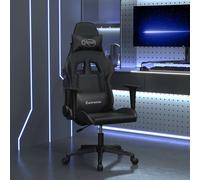 Chaise de Jeu de Massage avec Repose-pied Noir Blanc Similicuir Bureau vidaXL