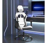 Chaise de Jeu de Massage avec Repose-pied Noir Blanc Similicuir Bureau vidaXL