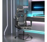 Chaise de Jeu de Massage avec Repose-pied Noir Blanc Similicuir Bureau vidaXL