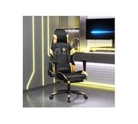 Chaise de jeu de massage avec repose pied Noir&Doré Similicuir