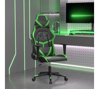 vidaXL Chaise de jeu de massage pour bureau avec repose-pied Similicuir Noir et doré