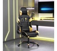 Chaise de jeu de massage avec repose pied Noir&Doré Similicuir Noir G