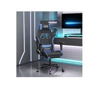 Chaise de jeu de massage avec repose-pied Noir et bleu Tissu