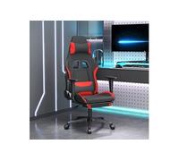 Chaise de jeu de massage avec repose-pied Noir et rouge Tissu