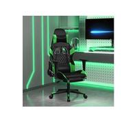 Chaise de jeu de massage avec repose-pied Noir&Vert Similicuir