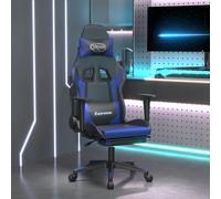 Vidaxl Chaise De Jeu De Massage Et Repose-Pied Noir Et Bleu Similicuir Multicolore