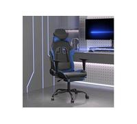 Chaise de jeu de massage et repose-pied Noir et bleu Similicuir