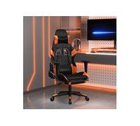 Chaise de jeu de massage et repose-pied Noir&Orange Similicuir