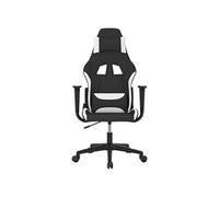 vidaXL Chaise de jeu de massage Noir et blanc Tissu Blanc G