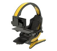 Chaise de jeu ergonomique avec repose-pieds et soutien lombaire - Fauteuil de cockpit intégré réglable E-Sports - Chaise d'ordinateur robuste