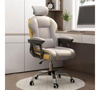 Chaise de jeu ergonomique en cuir avec fonction de bascule pivotante à hauteur réglable, bras, roues, support dorsal, coussin en latex, chaise de travail exécutive pour adultes et utilisation sur