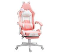 Chaise de jeu ergonomique - HOMCOM - Oreilles de chat amovibles - Repose-pieds extensible - Inclinaison 135°
