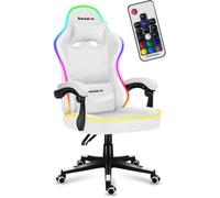 huzaro Force 4.4 RVB | Éclairage LED | Chaise Bureau | Ergonomique | Cuir synthétique | Appui-tête | Coussin Lombaire | Réglable en Hauteur | PC Gaming | Accoudoirs Souples | Blanc