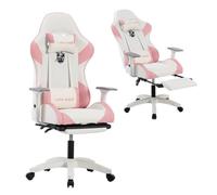 Chaise de jeu - FOXSPORT - Ergonomique - Avec repose-pieds - Réglable en hauteur - Charge 200KG - Rose