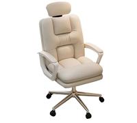 Chaise De Jeu Gaming Ergonomiques Fauteuils De Direction Inclinables À Roulettes Fauteuil De Bureau Réglable Fauteuil D'étude Pivotant Avec Accoudoirs Pour Chambre À Coucher(Beige,With Headrest)