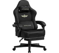 Chaise de jeu GTPLAYER Fauteuil de jeu ergonomique Chaise de bureau avec surface en tissu Coussin d'assise à ressorts, accoudoirs connectés, avec repose-pieds