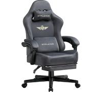 Chaise de jeu GTPLAYER Fauteuil de jeu ergonomique Chaise de bureau avec surface en tissu Coussin d'assise à ressorts, accoudoirs connectés, avec repose-pieds