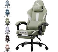 Chaise de jeu GTPLAYER Fauteuil de jeu ergonomique Chaise de bureau en tissu respirante Coussin d'assise à ressorts avec repose-pieds Vert