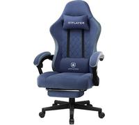 Chaise de jeu GTPLAYER Fauteuil de jeu ergonomique Chaise de bureau PC Gamer Racing Chaise avec surface en tissu, coussin d'assise à ressorts, accoudoirs de liaison, avec repose-pieds pouvant supporte