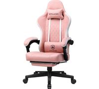 Chaise de jeu GTPLAYER Fauteuil de jeu ergonomique Chaise de bureau PC Gamer Racing chaise en tissu, avec repose-pieds rose