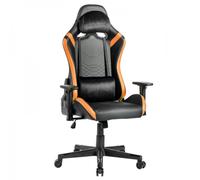 Mars Gaming MGC-Pro, Chaise Gaming Professionnelle, Finition Cuir PU, Accoudoirs 2D et Dossier Inclinable 135°, Coussins Lombaire et Cervical Soft-Touch, roulettes XL et Ressort Gaz Classe 4, Orange
