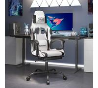 Chaise de jeu avec repose-pied Blanc et noir Similicuir