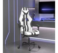 vidaXL Chaise de jeu avec repose-pied Blanc et noir Similicuir