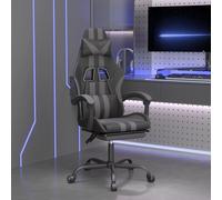 Chaise de jeu avec repose-pied Noir et gris Similicuir