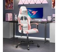 Chaise de jeu pivotante Blanc et rose Similicuir blanc G