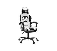 Chaise de jeu pivotante et repose-pied Blanc et noir Similicuir