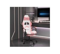 vidaXL Chaise de Jeu pivotante et Repose-Pied Blanc et Rose Similicuir, trône de Jeu, Fauteuil, Chaise inclinable, Chaise de Bureau, Chaise de Bureau